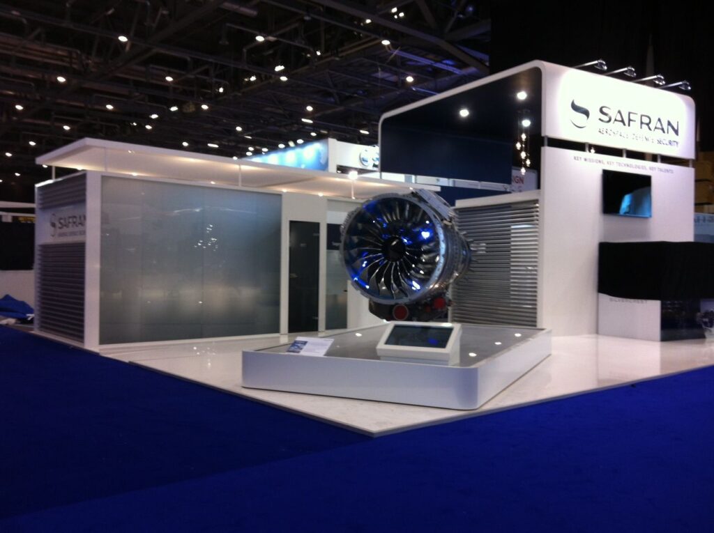 135 m² Safran stand at EBACE Geneva, designed and built by The Stand Experts